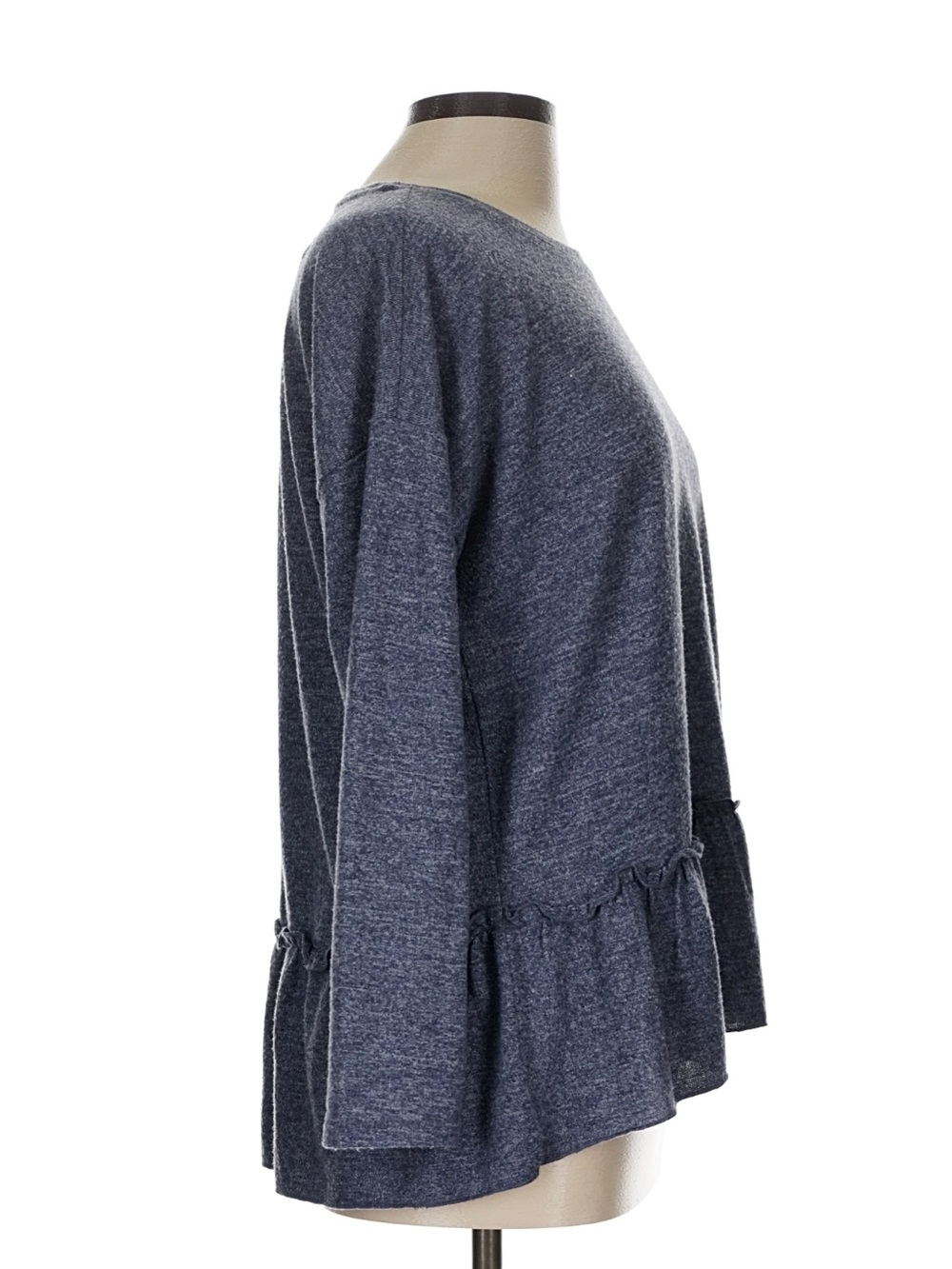 MICHAEL Michael Kors Heathered Navy Ruffle-Hem Long Sleeve Top - Picture 3 of 5